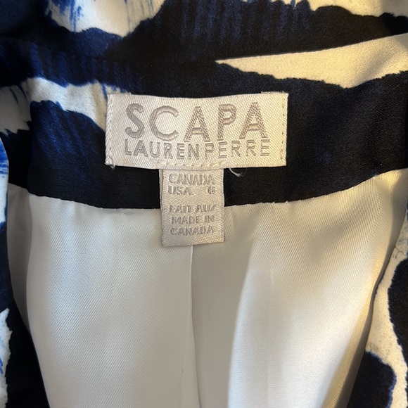 Scapa Lauren Perre Button Front Blazer/Jacket Blue/White Fully Lined Size 6 - Picture 7 of 10